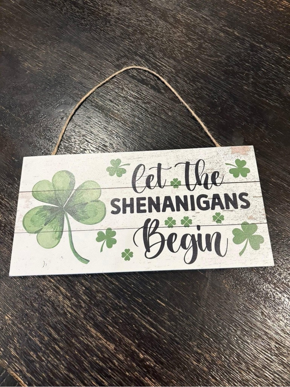 St. Patrick's Day Hanging Sign - "Let The Shenanigans Begin"